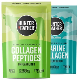 Hunter & Gather Collagen Powder Bundle | Hydrolysed Grass-Fed Bovine Collagen 400g & Wild Caught 300g Marine Collagen for Hair, Skin, Nails and Muscles | Supplements for Men and Women