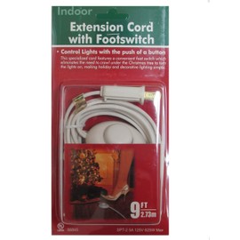 9 Foot Christmas Extension Cord with On/Off Foot Switch - UL Listed (White)