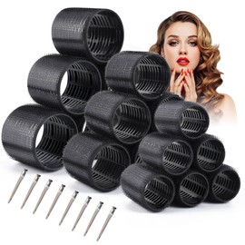 26 Pcs Hair Rollers Set,Ceramic Thermal Rollers Hair Curlers for Blowout Look Long Medium Short Hair,Jumbo Self Grip Hair Rollers with Clips for Women(18 Rollers with 8 Stainless Steel Clips)