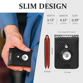 MOSISO Slim Wallet for Men with Holder Compatible with AirTag, PU Leather Minimalist Front Pockets Wallet with Money Clip & Gift Box, Black, black