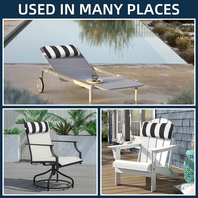 ZOBGOWE Outdoor Pillow for Chaise Lounge Chair, 2pcs Striped Chaise