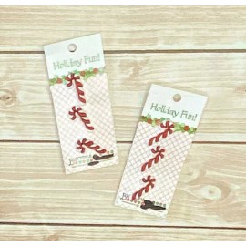Unbranded Lot of 6 Candy Cane Christmas Holiday Buttons by Vicki Schreiner- 2 Button Cards