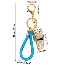 2 Pcs Keychains for Women with Cute Whistle Decoration, AIFUDA Crystal Rhinestone Whistle Bling Whistle with Chain for Bag Accessory Pendant Purse Charm Handbag Decor Ornaments