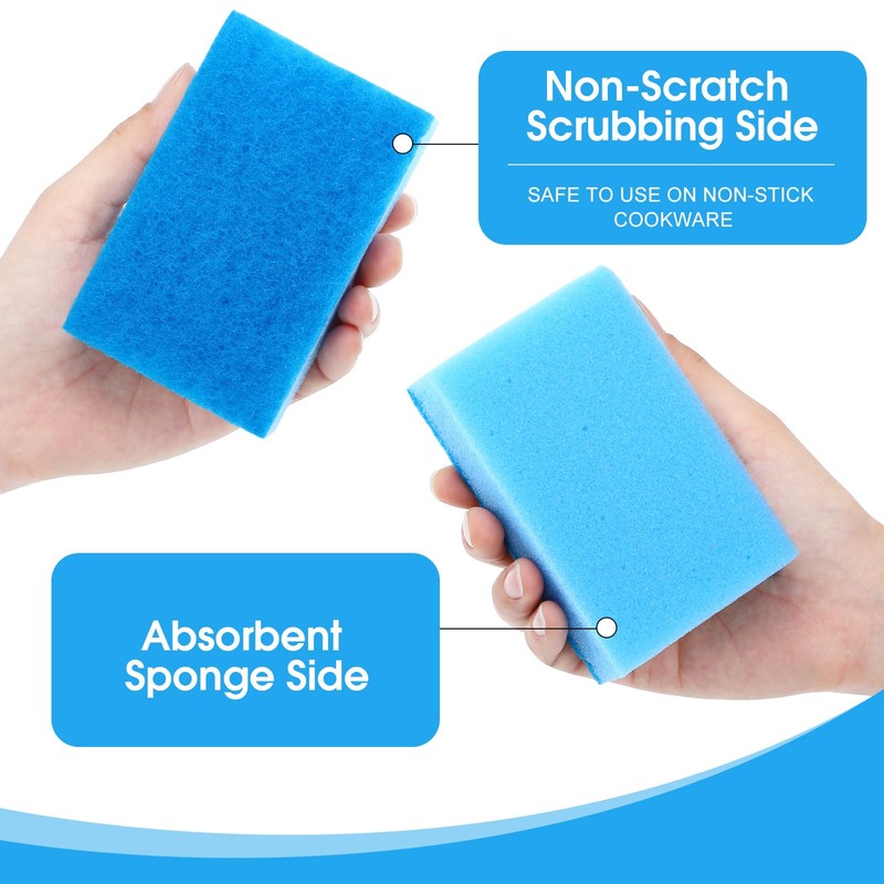 Tioncy 100 Pcs Individually Wrapped Sponges Kitchen Bulk Blue Dish