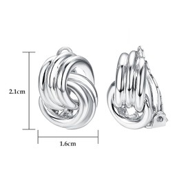 Yoursfs Love Knot Silver Clip On Earrings for Women Gold plated Non Pierced Triple Hoop Clip-on Earring Dainty Earring Jewelry