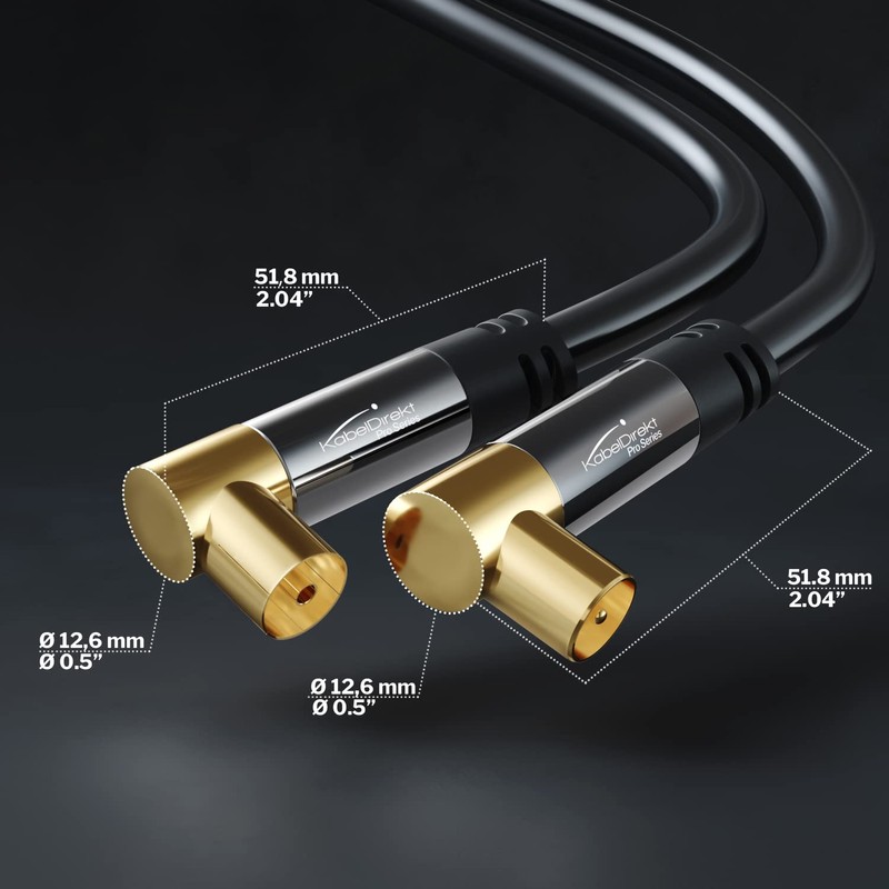 KabelDirekt 5m Coaxial Aerial/Antenna Cable with angle 90° (Male to