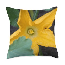 Orange-Yellow Courgette Flower Shrub Photograph Throw Pillow