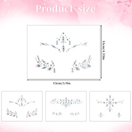Music Festival Face Jewels, 3 Sets Mermaid Face Jewels Stick On, Rhinestone Rave Face Gems Glitter, Temporary Crystal Stickers Decorations for Christmas Festival Music Carnival Race Party Makeup
