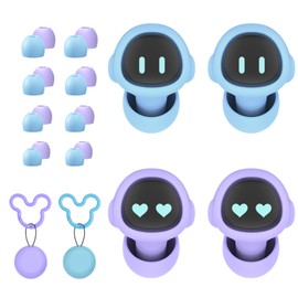 Kids Ear Plugs(6-12 yrs),Noise Cancelling Earplugs for Kids/Adult with Small Ears, Silicone Noise Reduction Ear Plugs for Concerts/Socializing/Airplane/School/Focus,Robot Design,Navy+Purple