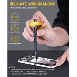 JiaoZoum Mini Screwdriver, Precision Screwdriver Set, 50-in-1 Magnetic Bits, 360°Spin, Anti-Slip, Magnetic Storage, Screwdriver for Electronics Phone Camera Laptop Watch (Gray)