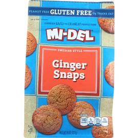 Mi-Del Gluten Free Cookies, Swedish Ginger Snaps, 8 Ounce