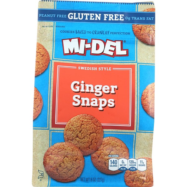 Mi-Del Gluten Free Cookies, Swedish Ginger Snaps, 8 Ounce