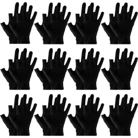 JISRKP 12 Pairs Black Cotton Gloves, Touchscreen Cotton Gloves Overnight Sleeping, Soft Stretchy, Moisturising Glovs for Dry Hands Spa, Hand Care, Eczema Glove-s