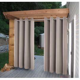 CROSS LAND Indoor/Outdoor Curtain - Grommet Top Waterproof Windproof, Outdoor Drapes for Porch Gazebo Privacy (1 Panel,W137xL274 CM, Gray)