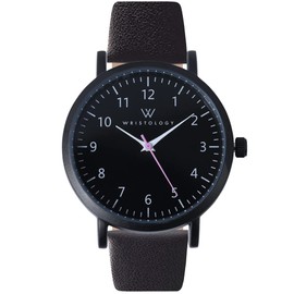 Wristology Numbers Womens Nurse Watch Leather Band in Black - Interchangeable Black Genuine Leather Strap - Large Easy Read Analog Face Watch for Women, Men, Nurses, Teachers, OC101