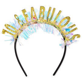 CIEHER 70th Birthday Crown 70 & Fabulous Birthday Headband, 70th Birthday Gifts for Women Friends, 70th Birthday Decorations for Women - Gold