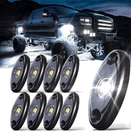 LEDMIRCY LED Rock Lights White 8PCS for Off Road Trucks RZR Boat ATV UTV SUV High Power Underbody Neon Lights Underglow Trail TRAI Rig Lights Waterproof Shockproof(8PCS-White)