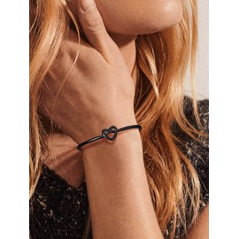 U7 Black Cuff Bracelets for Women, Adjustable Infinity Knot Love Bracelets, Stackable Women Bangle Bracelet Gift for Lover Friends