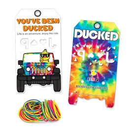 Duck Tags, You've Been Ducked, Duck Duck Tags, Rainbow Tie Dye Design Duck Tags, Ducking Game Card, 35 Pack 2.9 x 2.4" with Round Hole and Rubber Bands(3DJ50)