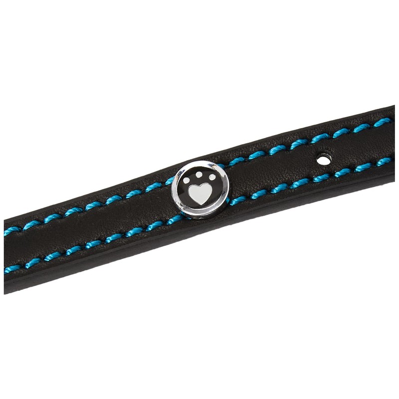 Rosewood Luxury Leather Dog Collar, 10 - 14-inch, Black