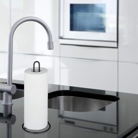 Relaxdays Kitchen Roll Holder Set of 2 Standing, for Kitchen and Toilet Rolls, Metal, Simple, H x D 32 x 13 cm, White