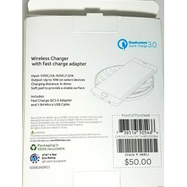 AT&T Wireless Charger Universal Charging Pad with Fast Charge Adapter Black