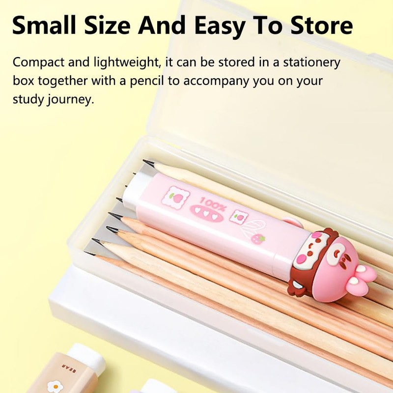 Cute Pencil Eraser with Replacement Eraser Cores Cartoon Retractable Eraser