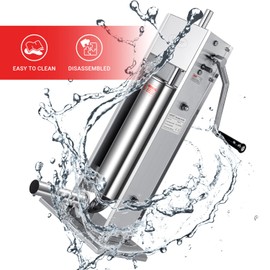 LEEVOT 11Lb/5L Sausage Stuffers，304 Stainless Steel Sausage Maker Adjustable, 2 Speeds, 4 Filling Tubes (Silver)