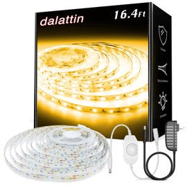 dalattin Warm White LED Strip Lights, 3000K Tunable Soft White Light Strip 16.4ft, Bright 300 LEDs, White Led Lights for Bedroom, Mirror, Kitchen Decoration