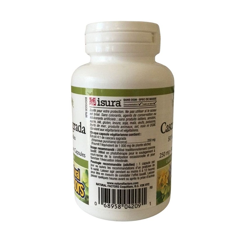 Natural Factors Cascara Sagrada 250 mg, 90 Capsules