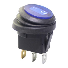 DaierTek 12V 20A Waterproof Rocker Switch Blue LED Lighted Round ON Off 3 Pin 12 Volt Weatherproof Illuminated Toggle for Marine Car RV Truck -5Pack
