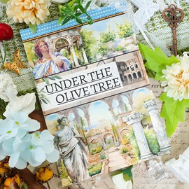 Snylcce Under The Olive Tree Theme Sticker Scrapbooking Supplies for Junk Journal, 20 Sheets PET Stickers - Vintage Journaling Stickers, Ephemera Sticker Book Pre Cut, Junk Journal Supplies
