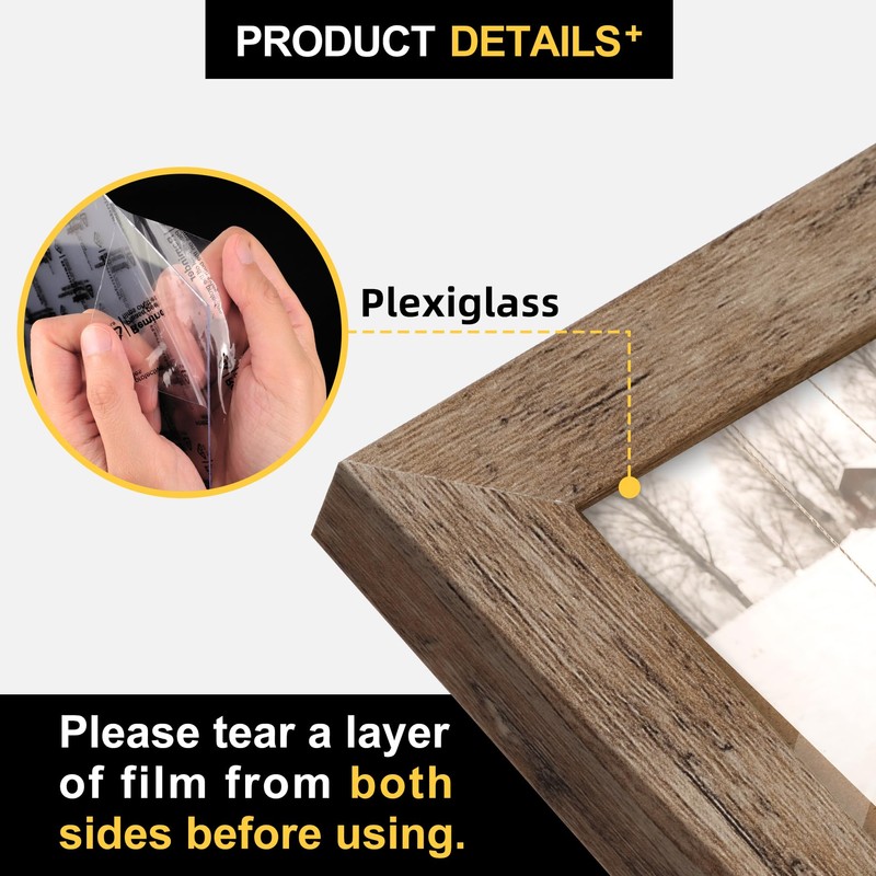 TOFOREVO 4x4 Picture Frames Set of 6 Rustic Wood Grain