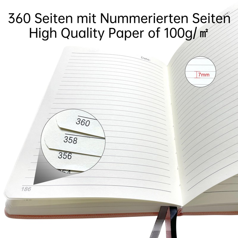 Mlife A5 Lined Journal Notebook, 360 Pages and 100 g/m²