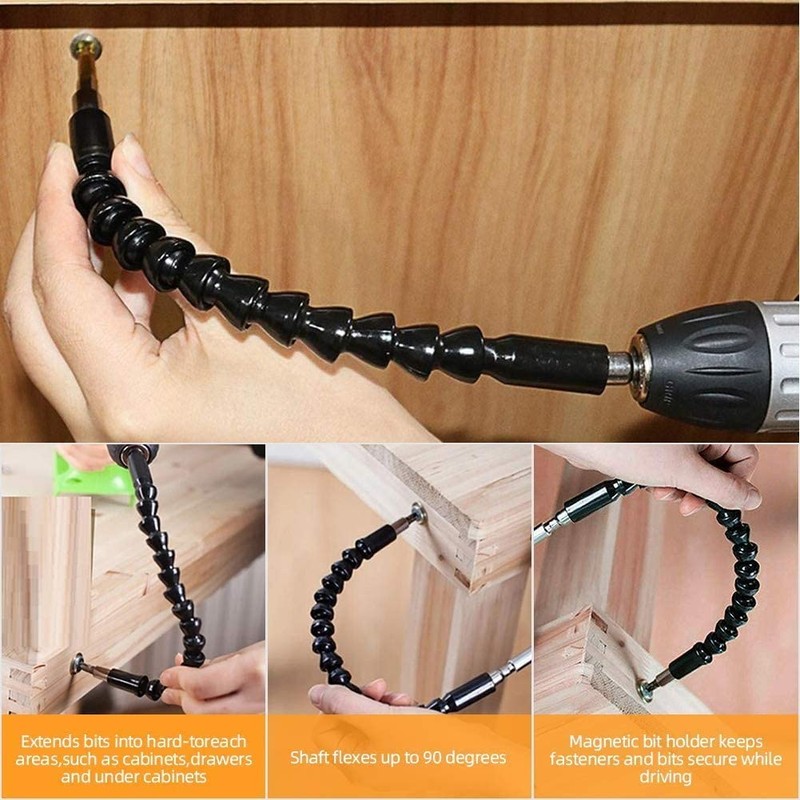 Flexible Drill Bit Extension Set, Includes 105° Right Angle Drill,