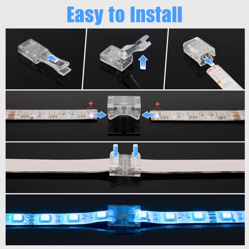 GXILEE Solderless Led Light Connectors 4 pin 10 Pack and