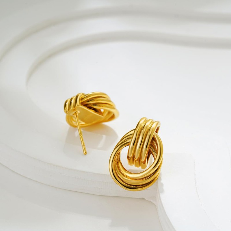 FFWTPY Women's Earrings Stereo Double Hoops Simple 3 Layers Spools