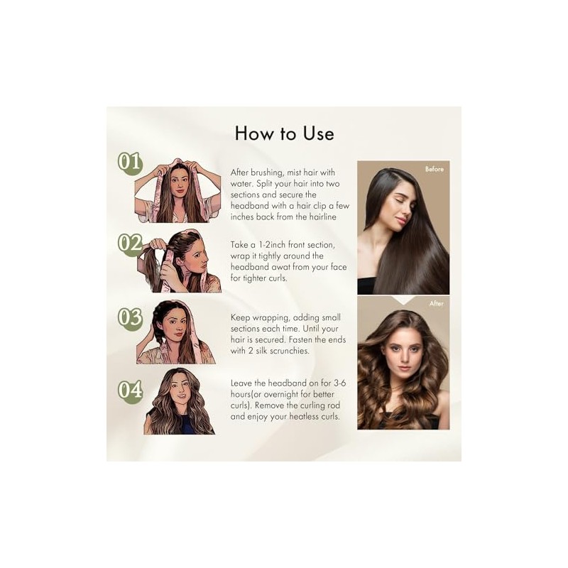 LilySilk Rizador De Pelo 100% Seda Sin Calor Para Mujer,
