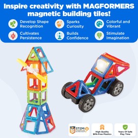 Magformers Dynamic Flash Magnetic Construction Blocks with Flashing Rotating LED and Wheels.