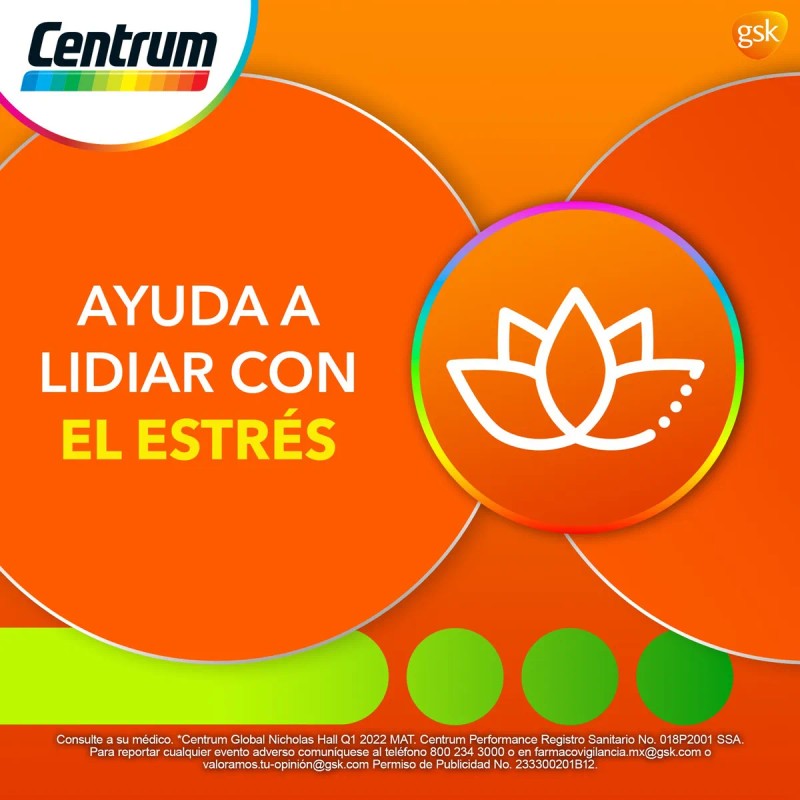 Multivitamínico Centrum Performance Vitaminas Complejo 100 Tabletas Sabor