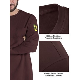 PTAHDUS FR Shirts for Men, 5.5oz Flame Resistant Shirts Long Sleeve for Summer, CAT2/HRC2 100% Cotton Lightweight Welding Shirts(Burgundy,3X-Large)