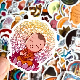 100 Pcs Buddhist Buddha Stickers Waterproof Waterproof Stickers Assorted Car