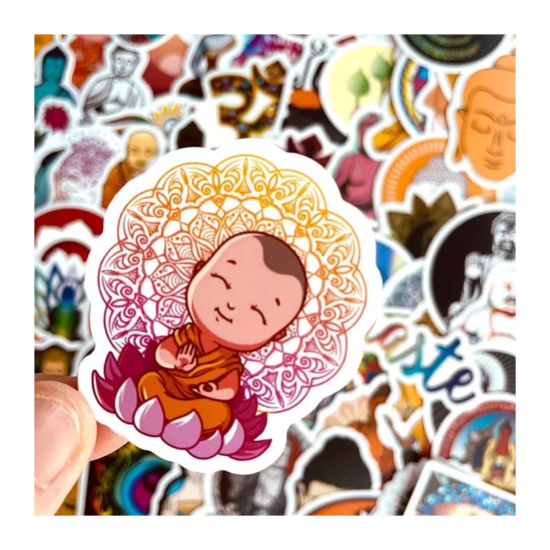 100 Pcs Buddhist Buddha Stickers Waterproof Waterproof Stickers Assorted Car