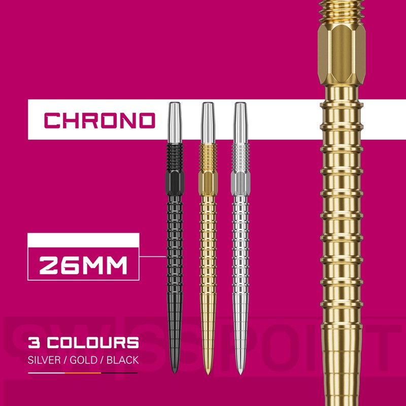 Target Darts Swiss Point Dart Tips, Chrono (Pack of 3)
