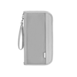 Xinyanmy Passport Wallet,Multi-Function RFID Blocking Passport Holder, Document Organiser, Waterproof Family Travel Wallet Card Organiser for Men Women (Grey)