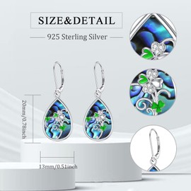 Flpruy Women's Hanging Leverback Earrings 925 Sterling Silver Sunflower/Lily/Scottish Thistle/Clover Earrings Drop Earrings Jewellery Gift for Women, Sterling Silver