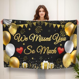 Koliphy We Missed You So Much Banner, Welcome Home Decoration, Welcome Back Banner, Welcome Back for Classroom, Family, Return, Family Celebrations Decoration (Black Gold)