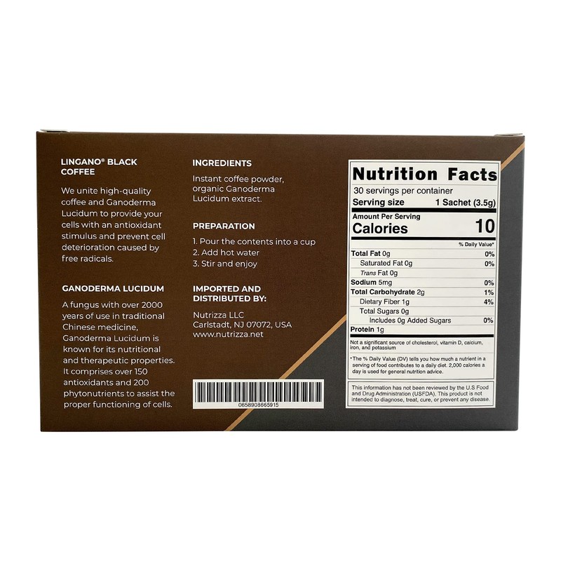 Nutrizza Lingano Ganoderma Black Coffee - Gourmet Coffee (1 Box