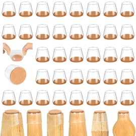 36 Pcs Chair Leg Floor Protectors, Furniture Sliders Felt Pads for Hardwood Floors，Furniture Cups Floor Protectors for Chair to Protect Floors from Scratches and No Noise（Medium, Clear）…