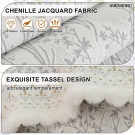 HANDONTIME Floral Chenille Couch Cover for Pets – Plush Fringed Edges, Washable & Non-Slip Sofa Protector, Pet-Friendly Dog Bed Cover for Couches and Sectionals (Light Grey,35.4" x 70.9")